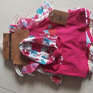 Chick Pea Pink Floral Baby Outfit